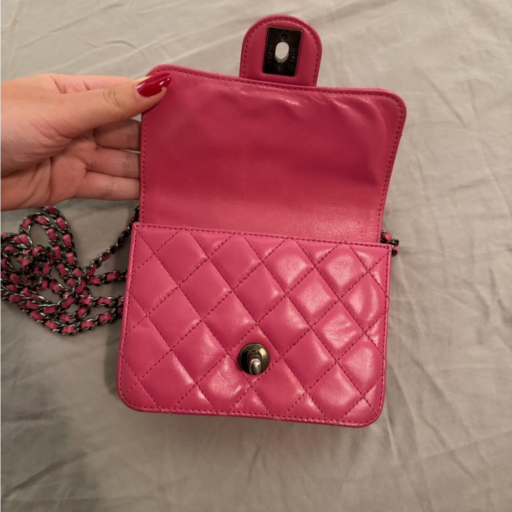 Authentic Chanel Classic Mini Square Single Flap … - image 9